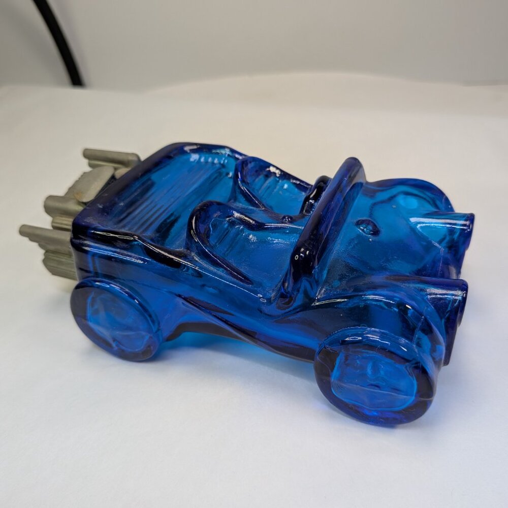 Vintage 1971 Avon Dune Buggy "Sports Rally" Blue Glass Decanter - 5 oz EMPTY